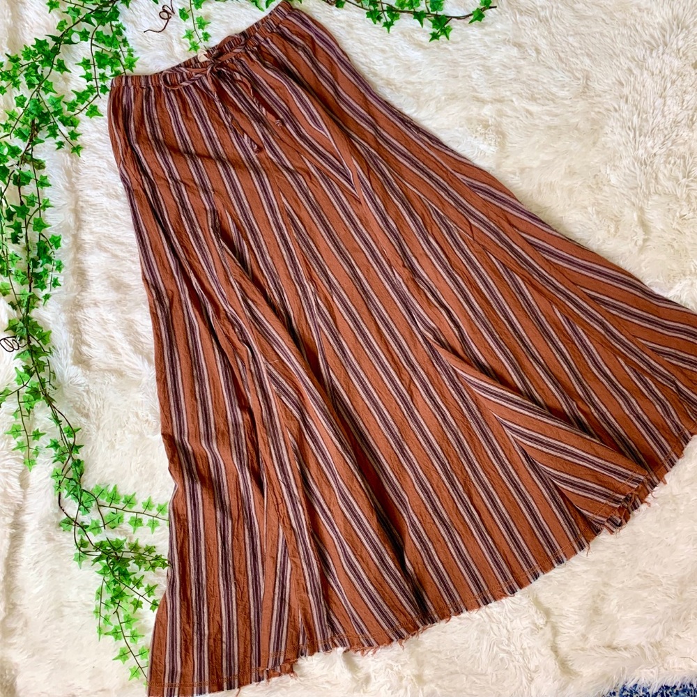 Pink Blush Maternity Camel Striped Maxi Skirt
